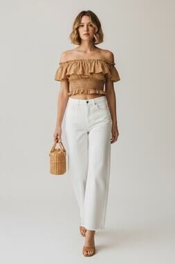 Zara Womens High waisted Wide Leg Jeans White 4